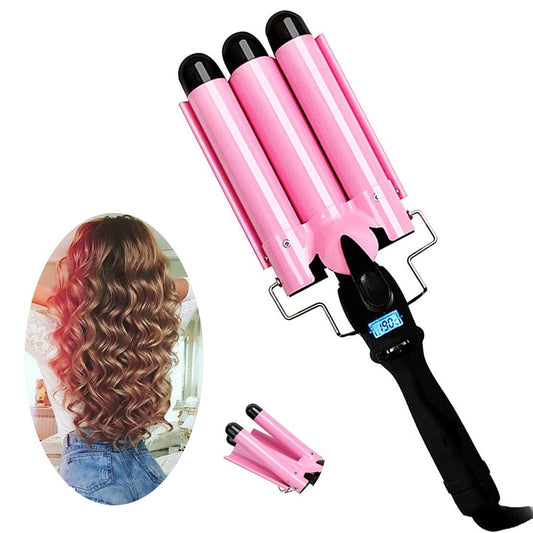 Native Glow LED Triple Barrel Hair Curler – Fast Heating Ceramic Curling Iron for Effortless Waves