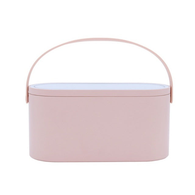 Portable Makeup Case with LED Mirror – 2-in-1 Cosmetic Storage & Lighted Vanity for On-the-Go Beauty